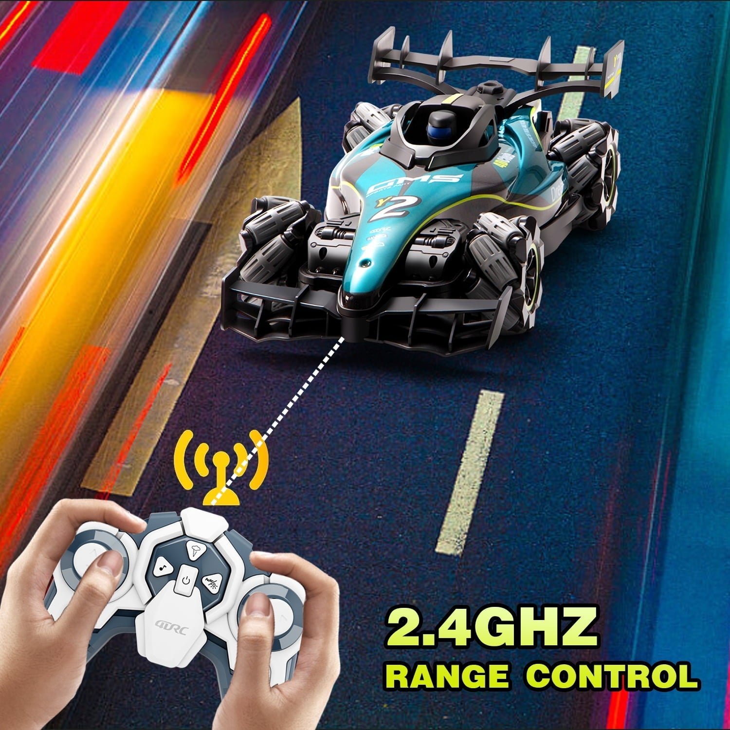 4DRC RC Racing Car, 1:12 4WD Toy Cars Buggy 2.4Ghz High Speed Remote Control Car Drift Car, Sideways Driving, with Watch Control.for Boys & Gift for Kids Blue