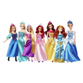 7 Princess Doll Collection Set, 11 Inches Each, Sparkling Outfits & Brushable Hair, Toddler Toys 3+, Gift-Ready with Handle