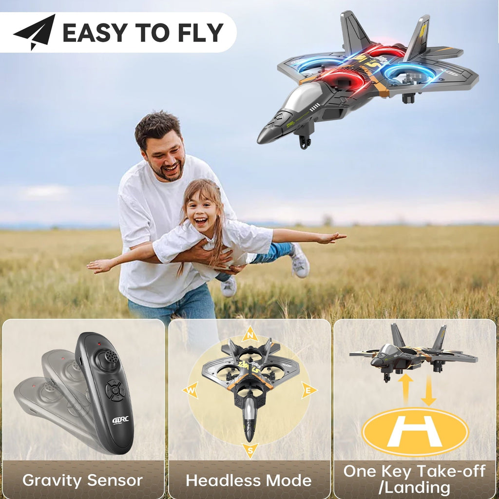 4DRC Drone RC Aircraft Remote Control Foam Glider RC Glider Plane Fixed Wing Airplane Toys for Kids Beginners Adults, Silver