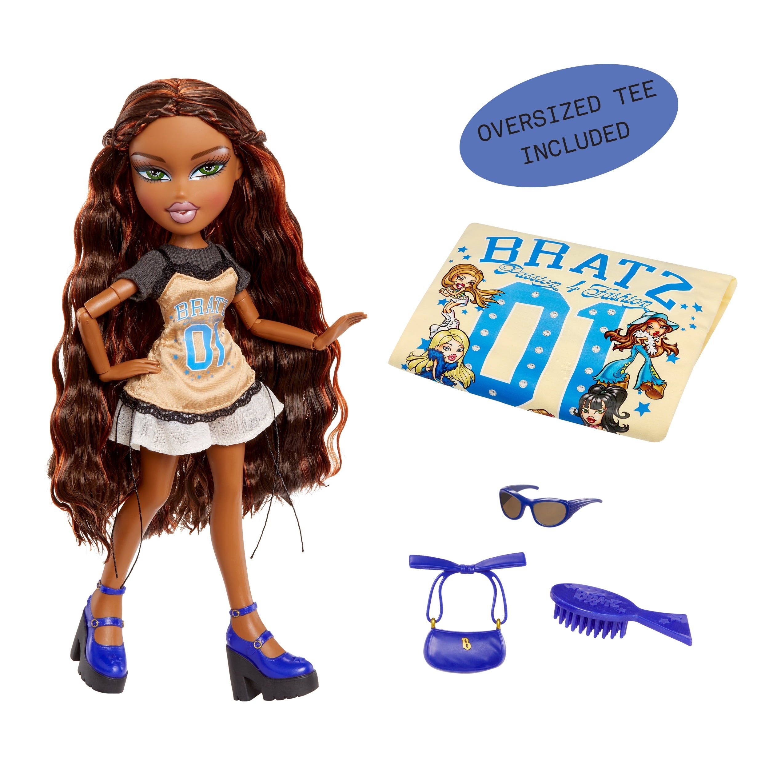 Bratz Stylin' Sasha Fashion Doll with Customizable T-Shirt for You and Accessories