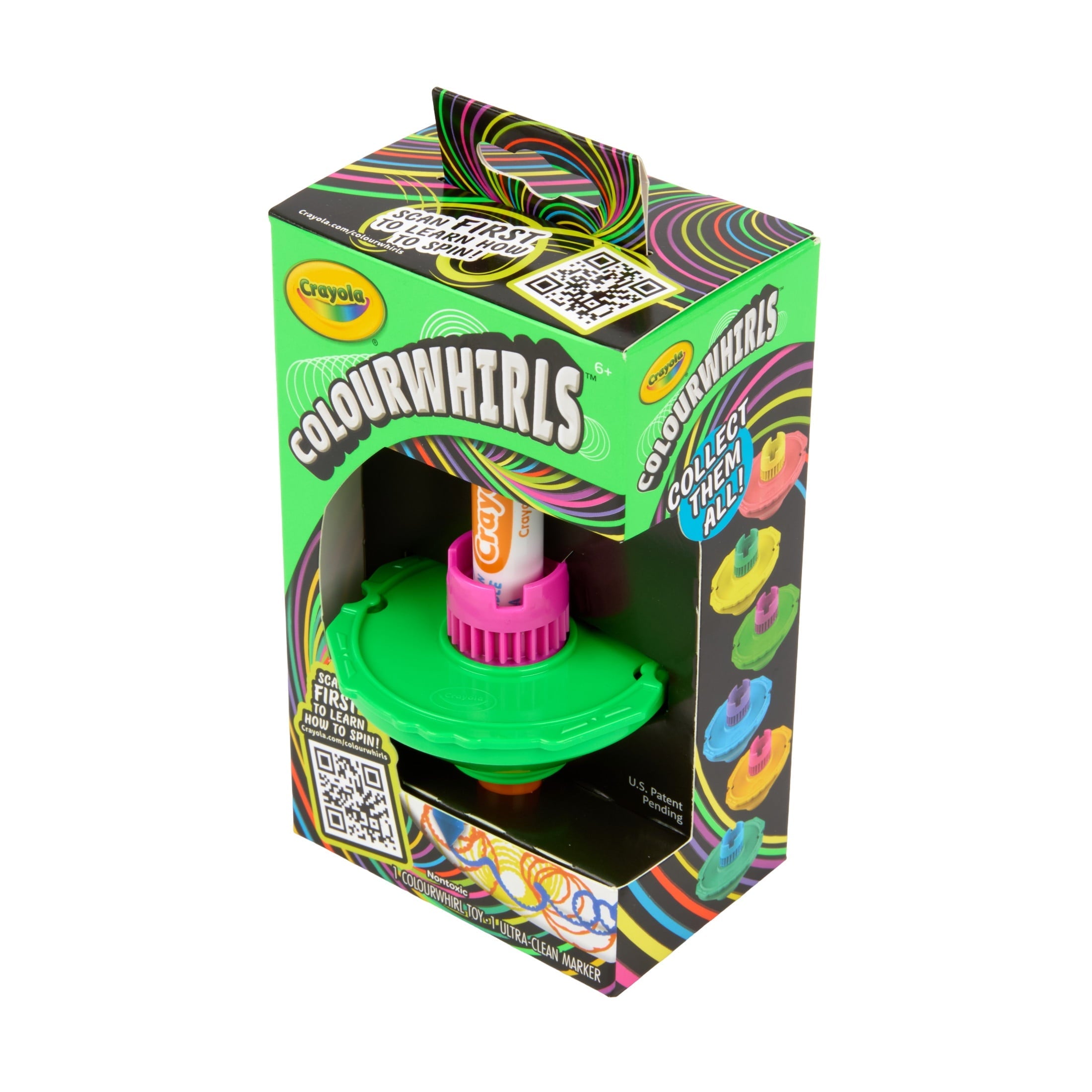 Crayola Colourwhirls, 1 Ct Neon, Spin Art Toy with Washable Marker, Competition Game, Coloring Gifts for Kids Ages 6, 7, 8, 9