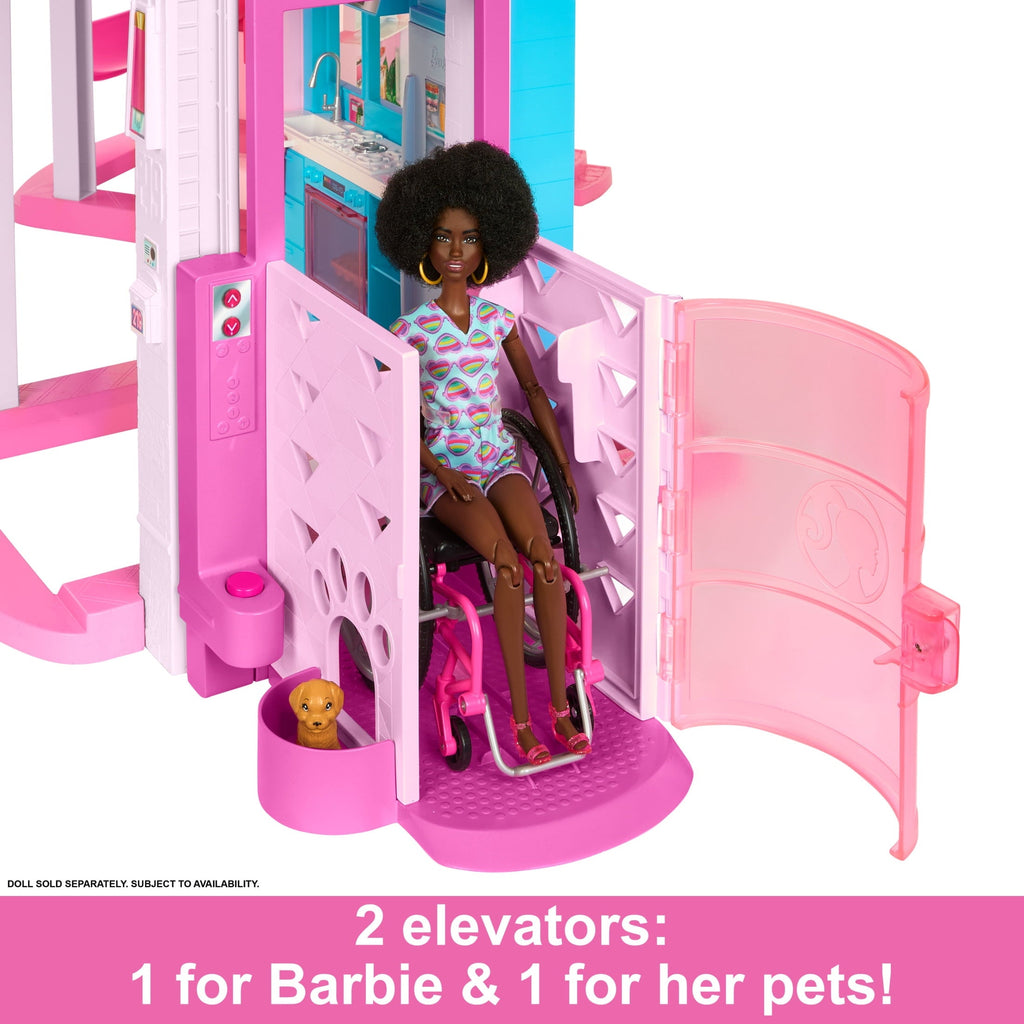 Barbie Dreamhouse Pool Party Doll House and Playset with 75+ Pieces, 45 in, Slide & Puppy Elevator