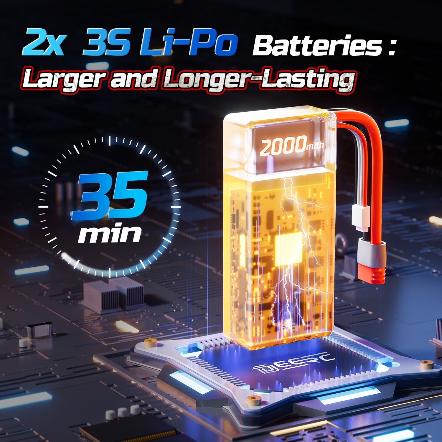 DEERC 1:14 Fast Brushless RC Car for Adults, Max 46+ mph Off-Road Truck, 2 * 3S Lipo 4WD Waterproof, 7 Lighting Modes High Speed Remote Control, All Terrain Truggy for Snow, Sand & Mud