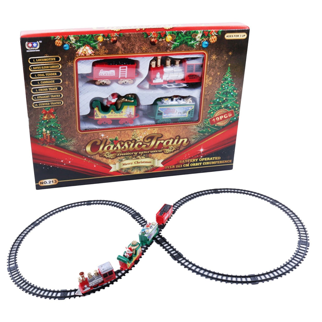 Chmadoxn Christmas Train Set Railway Tracks Sets Battery Operated Locomotive Engine and 8.5 Ft Tracks Playset for Under The Tree Electronic Toys Gift for Kids