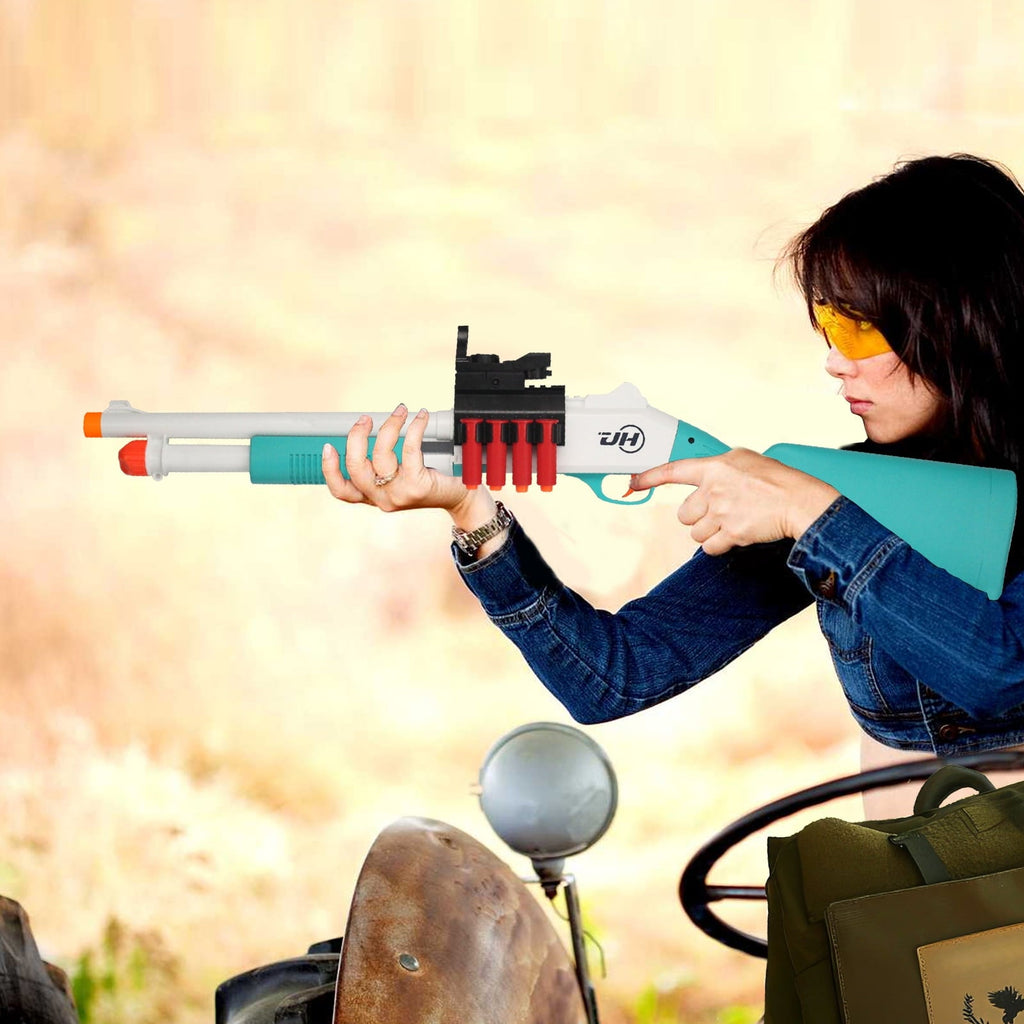 BIU BLASTER Foam Dart Blasters 30-inch Shell Ejecting Design for Indoor and Outdoor Play, 14+ Years, Gold