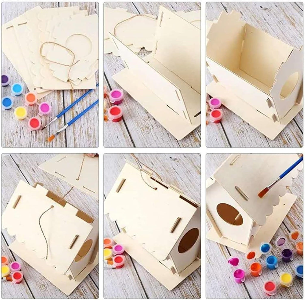 2 Set Diy Bird House Wind Chime Kits, Birdhouse Kit Crafts for Kids Ages 4-12, Build and Paint Birdhouses Wooden Arts Craft, Outdoor Toys, Ideal Birthday, Children's Day Gifts