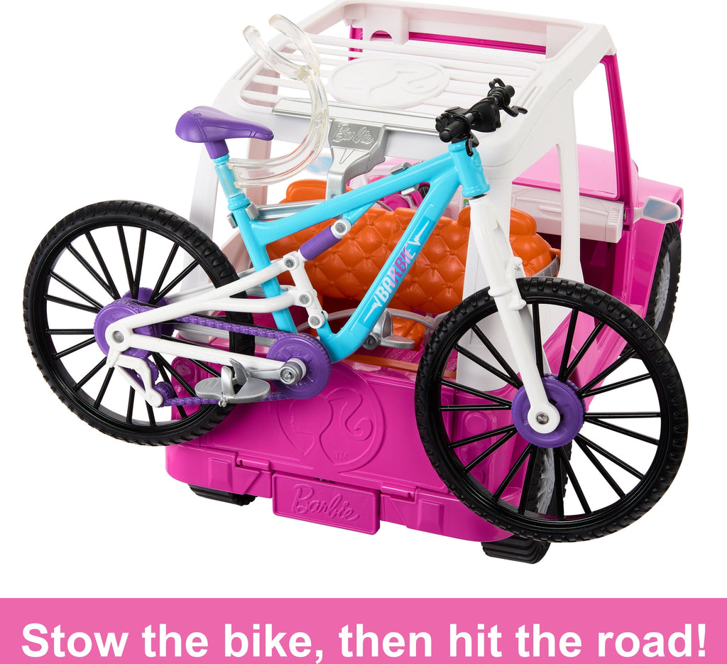 Barbie Doll, Mountain Bike, Barbie Car Bundle with Pink Jeep [Walmart Exclusive]