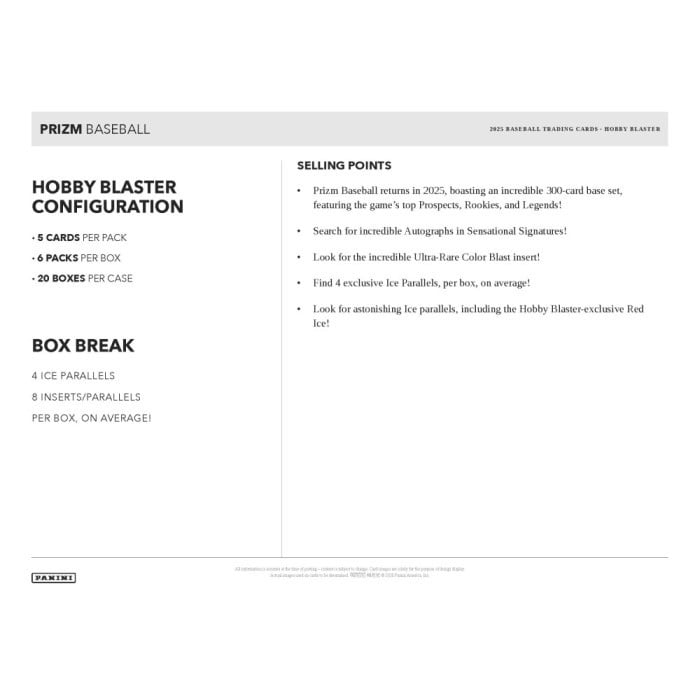 2025 Panini Prizm Baseball Hobby Blaster Box (Red Ice)