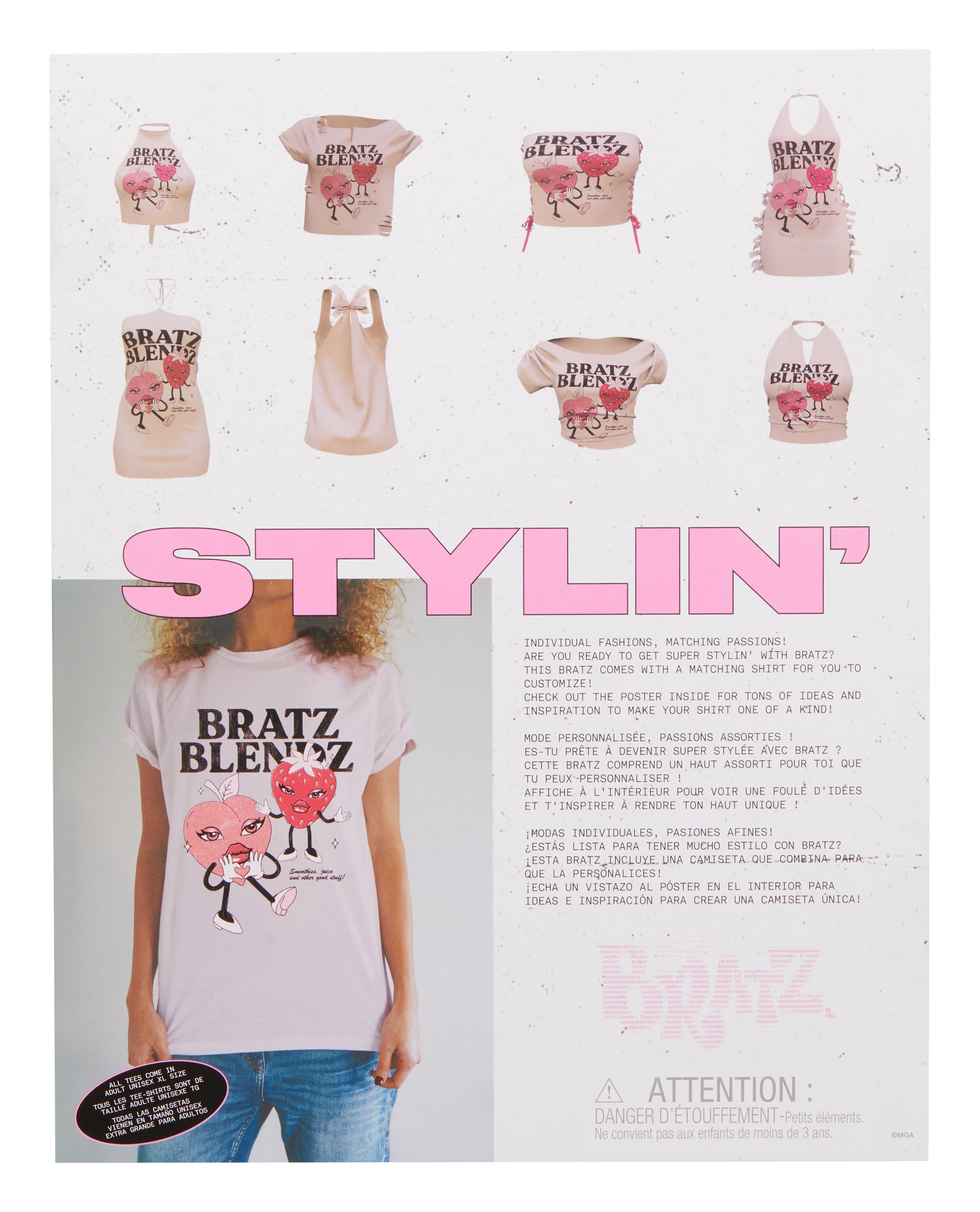 Bratz Stylin' Cloe Fashion Doll with Customizable T-Shirt for You and Accessories
