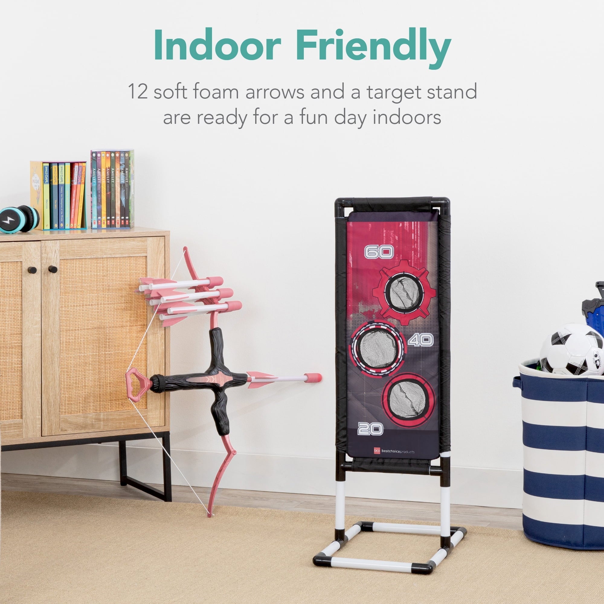 Best Choice Products Kids Bow & Arrow Set, Children's Play Archery Toy w/ Target Stand, 12 Arrows, Quiver- Pink