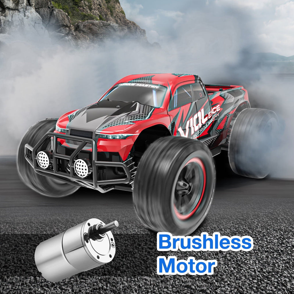 AUOSHI RC Car – 1:16 Remote Control Truck, 30MPH High-Speed 4WD Off-Road Car with 2 Rechargeable Batteries, 60 Min Playtime, LED Lights – Great Gift for Kids & Adults