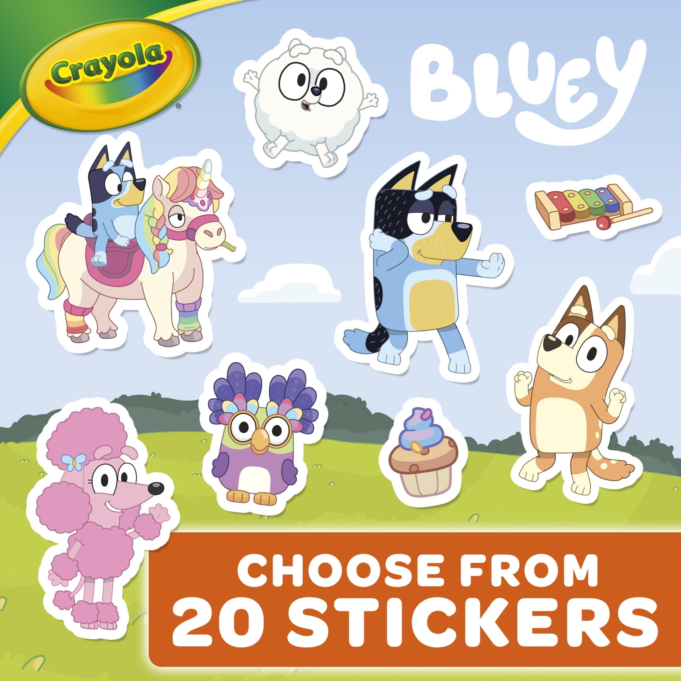 Crayola Bluey Coloring Book with Sticker Sheet, 96 Pgs, Arts and Crafts, Travel Activity, Bluey Gift for Toddlers, Ages 3+