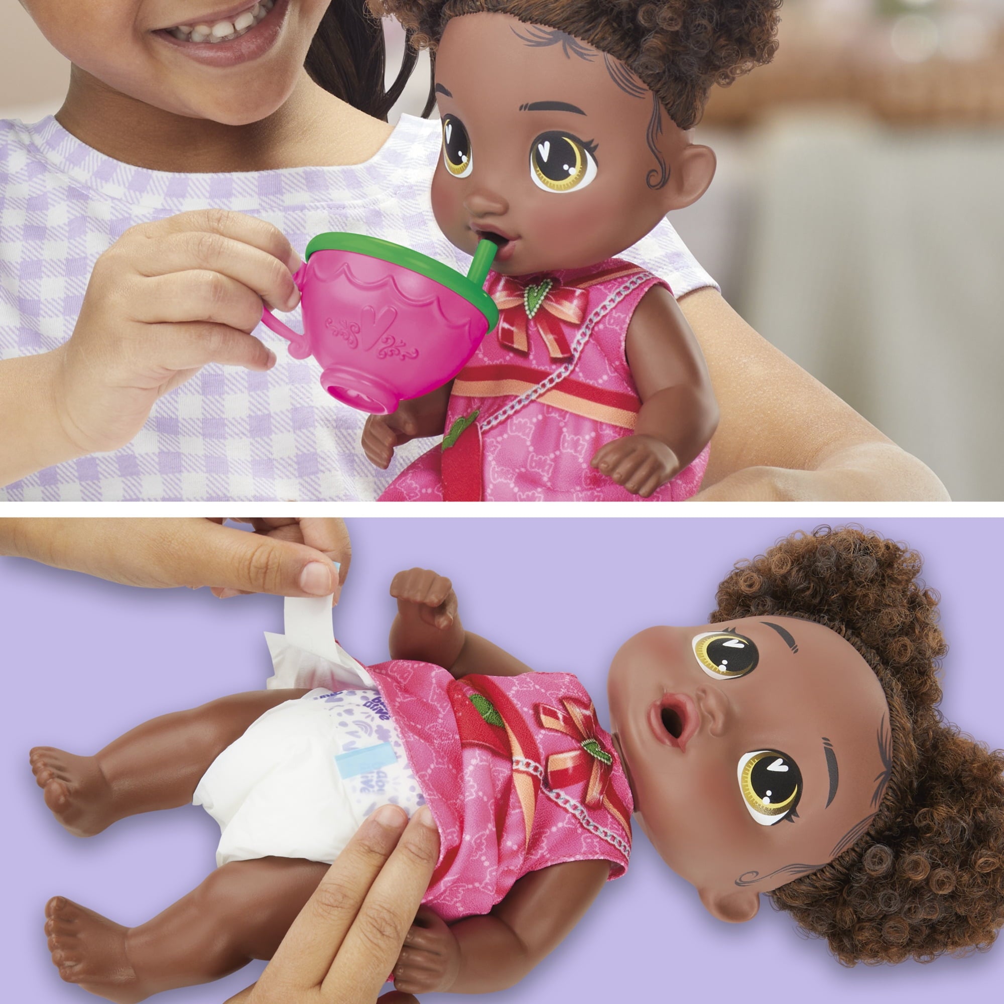 Baby Alive Bubbly Tea Party Berry Boo, Black Hair Baby Doll, Holiday Gifts for Girls & Boys 3 and up