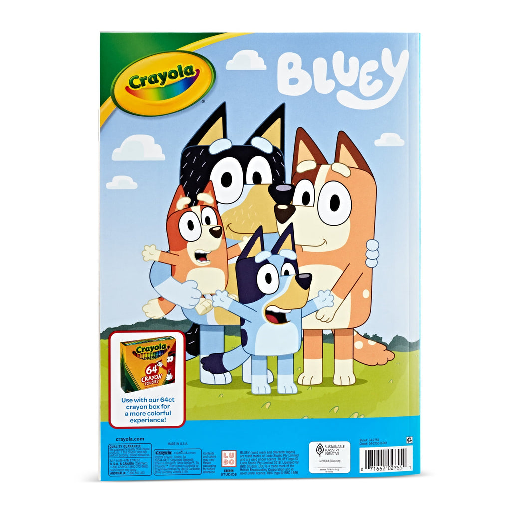 Crayola Bluey Coloring Book with Sticker Sheet, 96 Pgs, Arts and Crafts, Travel Activity, Bluey Gift for Toddlers, Ages 3+