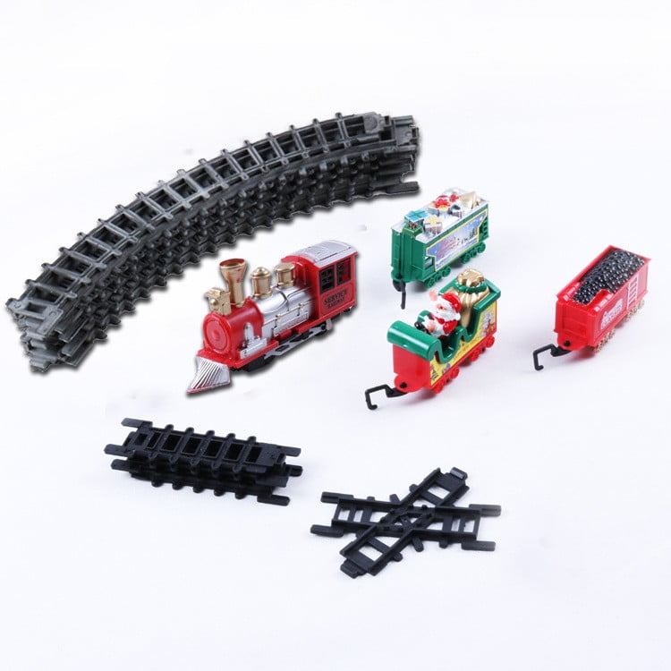 Chmadoxn Christmas Train Set Railway Tracks Sets Battery Operated Locomotive Engine and 8.5 Ft Tracks Playset for Under The Tree Electronic Toys Gift for Kids