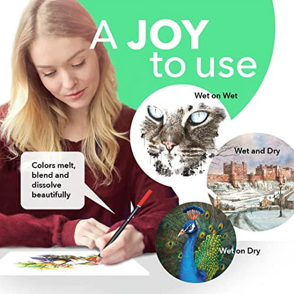 Castle Art Supplies 72 Watercolor Pencils Zip-Up Set for Adults Kids Artists | Quality Colored Cores Vivid Colors to Create Beautiful Blended Effects with Water | Includes Handy Travel Case