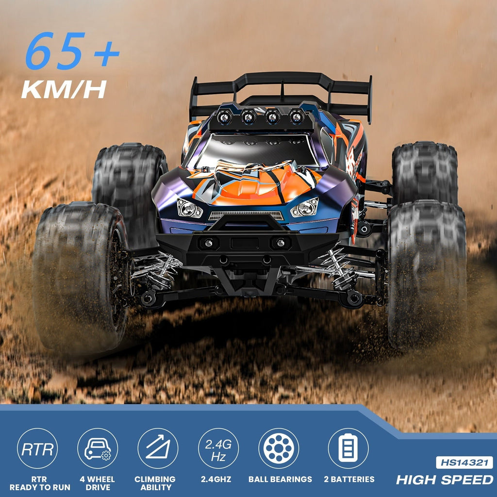 AUOSHI 1:14 Fast RC Toy Car,40+MPH Remote Control Off-Road Truck with Full Metal Drivetrain, 4WD All-Terrain, 2 Batteries, 70 Min Runtime, LED Lights, Waterproof – Great Gift for Kids, Teens & Adults