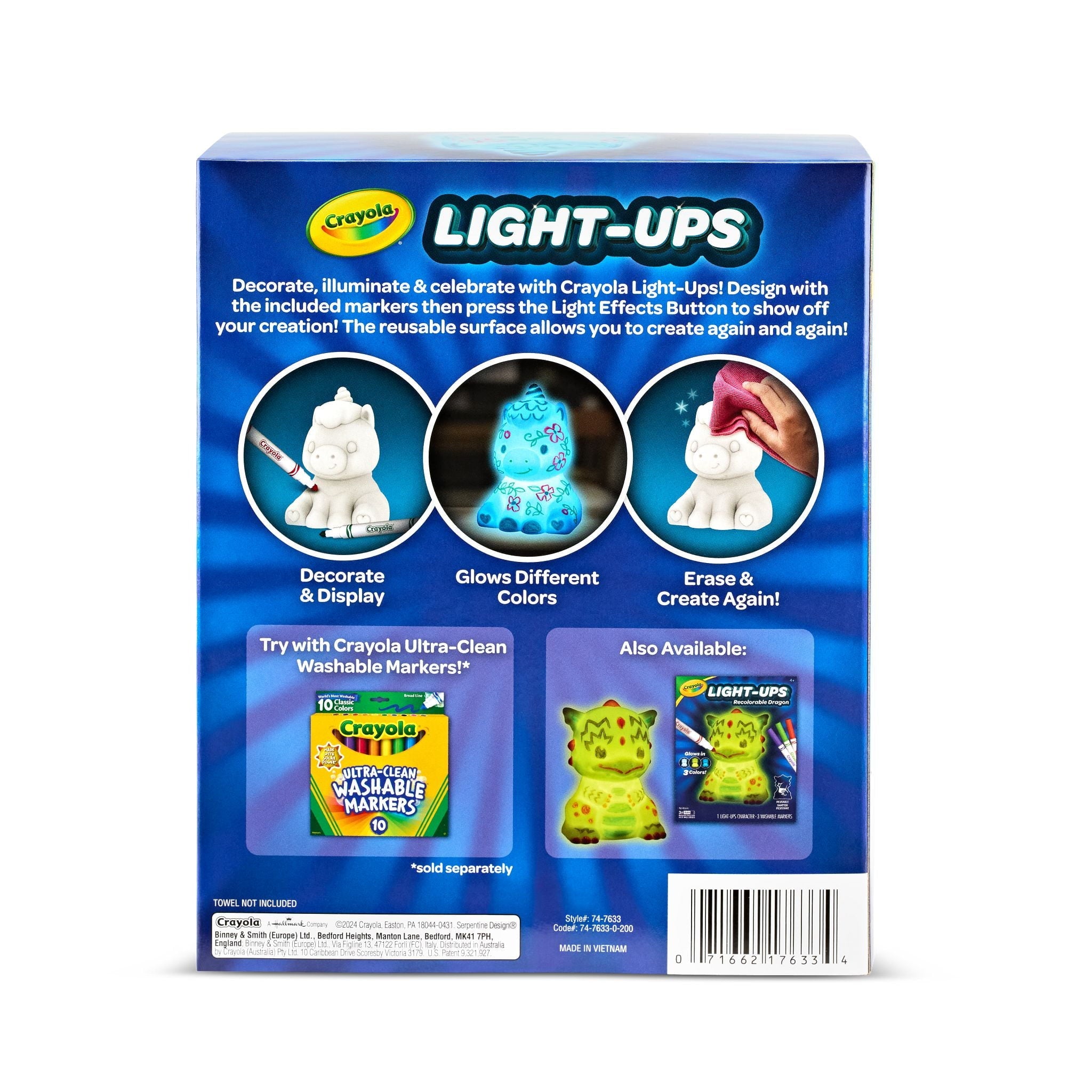 Crayola Light Ups, Unicorn, Reusable Holiday Craft, Glow In The Dark, Unicorn Gift for Kids, Room Decoration Craft, Customizable Toys & Gifts for Kids