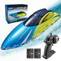 Anpro RC Boat for Pools and Lakes, 2.4G High Speed Waterproof Remote Control Boat with 2 Rechargeable Batteries, Racing Boats for Kids & Adults, Gifts for Boys Girls, Blue