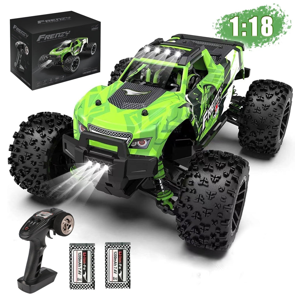 Beefunni RC Car 1:18 All Terrain, 40 MPH High Speed 4WD Off-Road RC Trucks, with 2.4 GHz Remote Control, 4X4 Waterproof Monster Truck with 2 Rechargeable Batteries, Toys Gifts for Boys Kids Adults