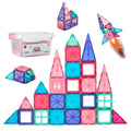 Best Choice Products 32-Piece Kids Magnetic Tiles Set, Educational Building STEM Toy w/ Case - Pink