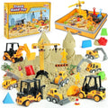 Billeeit Sand Construction Kit with 2.2lbs Play Sand, Large Foldable Sandbox, Construction Trucks, Castle Molds, and 36PCS Total Accessories, Creative Sand Play Set for Kids Ages 3+