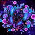 Butterfly Diamond Art Kits for Adults Beginners 5D Full Drill Round Purple Flowers Diamond Art for Home Decor 11.8x11.8 inch