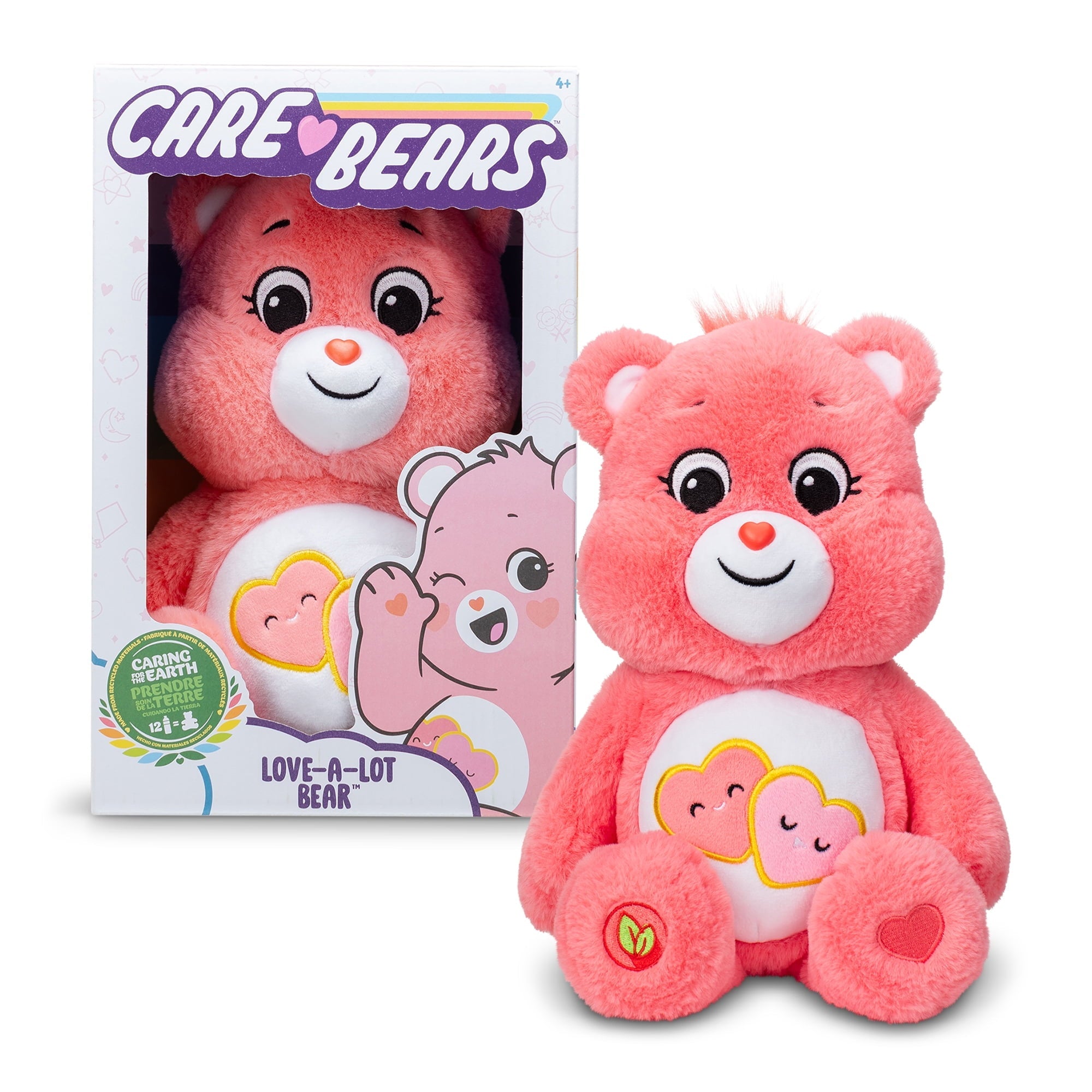 Care Bears 14" Love-A-Lot Bear Plushie - Medium Size - Soft and Huggable Stuffed Animal, Ages 4 Years and up