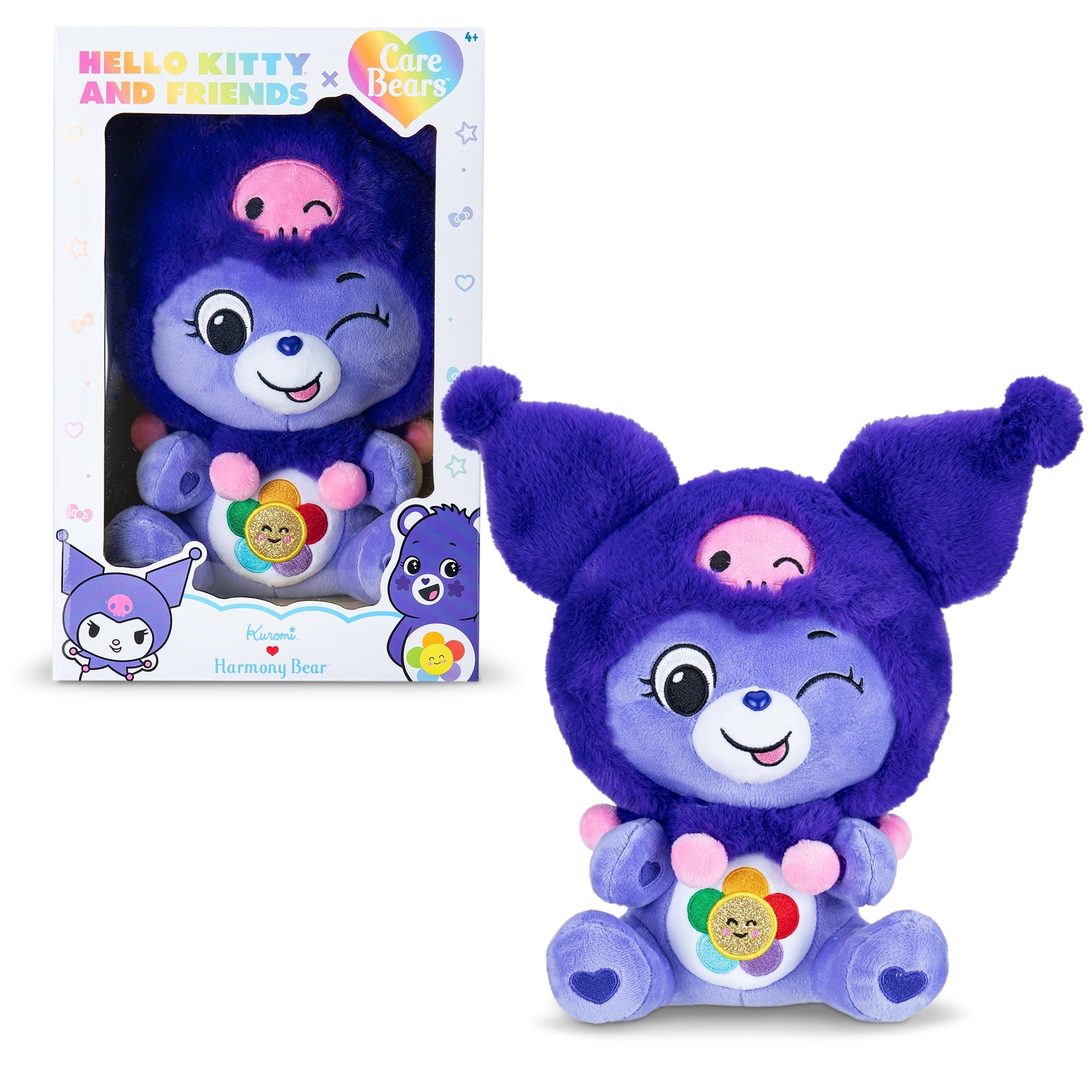 Care Bears x Hello Kitty , Harmony Bear as Kuromi, 10" Collectible Plush, Great Gift for Girls or Boys, Age 4 Year and up