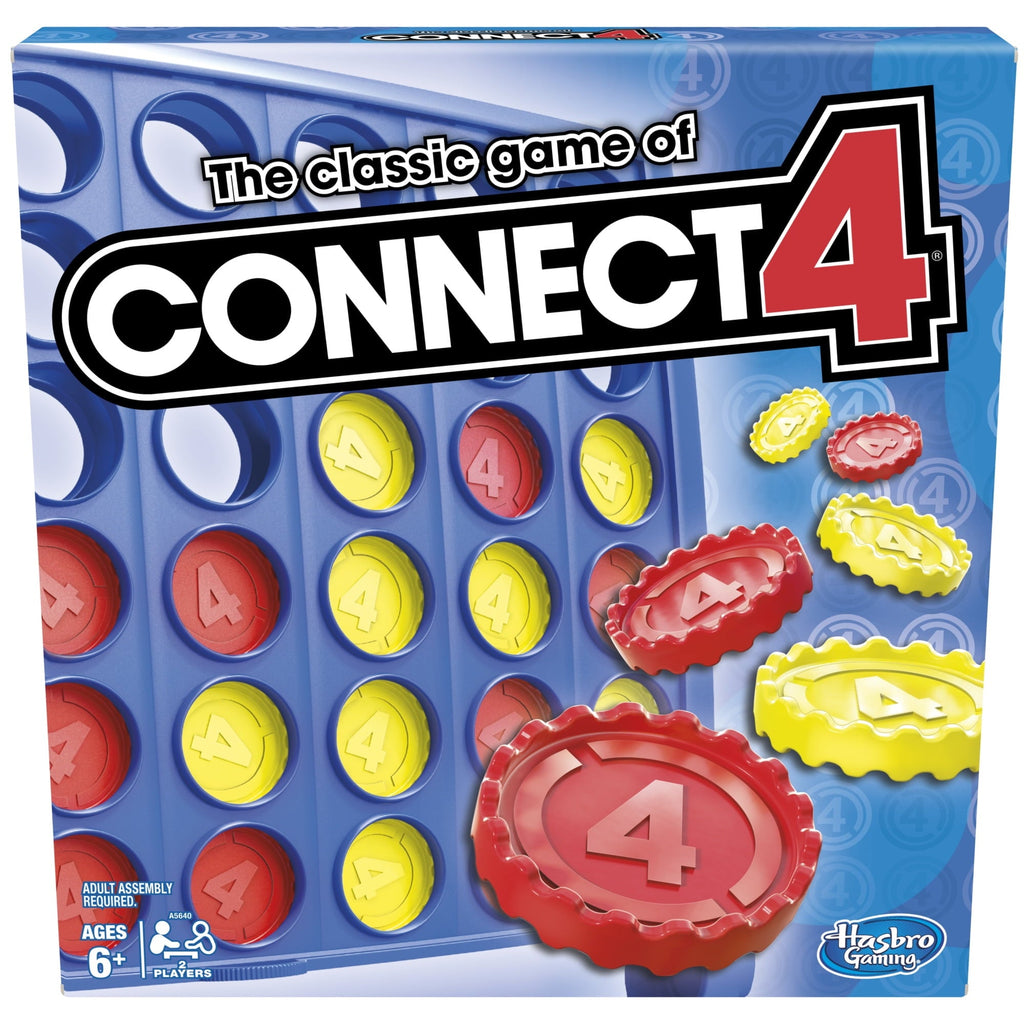 Connect 4 Classic Grid Board Game, 4 in a Row Game for Kids, 2 Player Strategy, Board Games Ages 6+