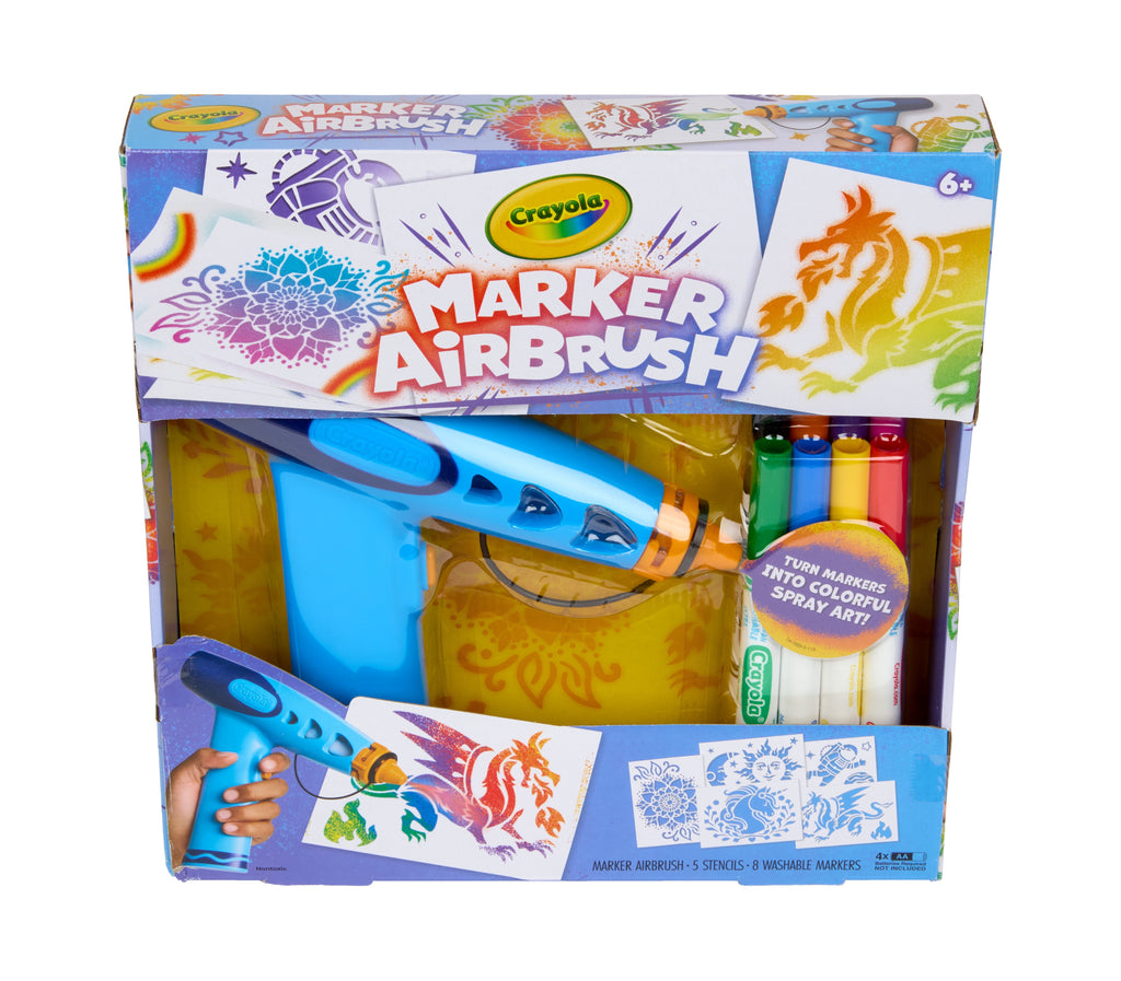 Crayola Marker Airbrush Spray Art Kit, Holiday & Christmas Gift for Kids, DIY Art Set, Creative Toys for Boys & Girls, 6 & Up