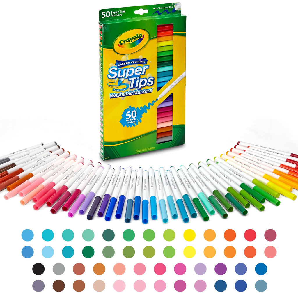 Crayola Super Tips Washable Markers for Kids, 50 Ct, Classroom Must Haves, Back to School Supplies, 3+