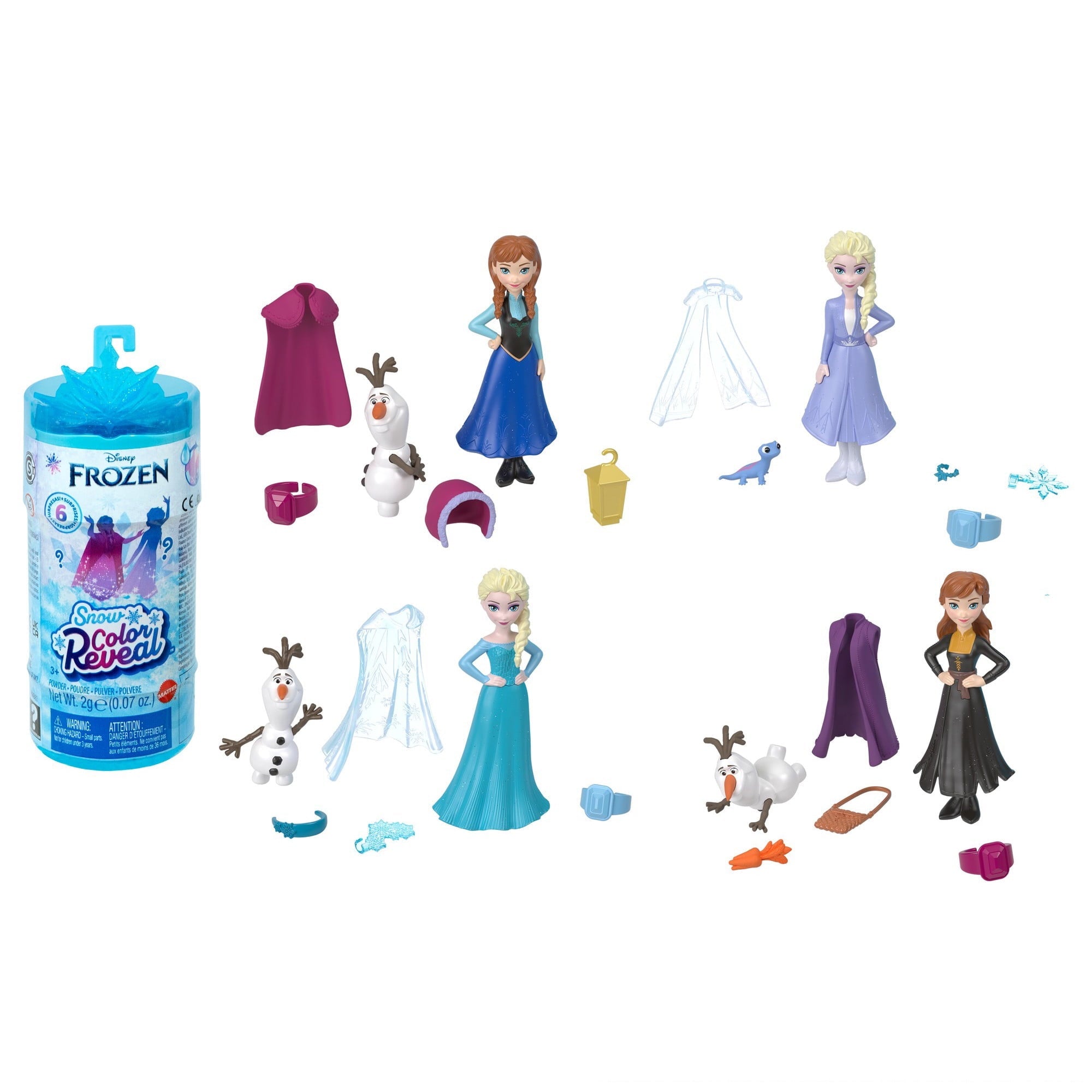 Disney Frozen Snow Color Reveal Small Doll & Accessories, 6 Surprises Include Character Figure