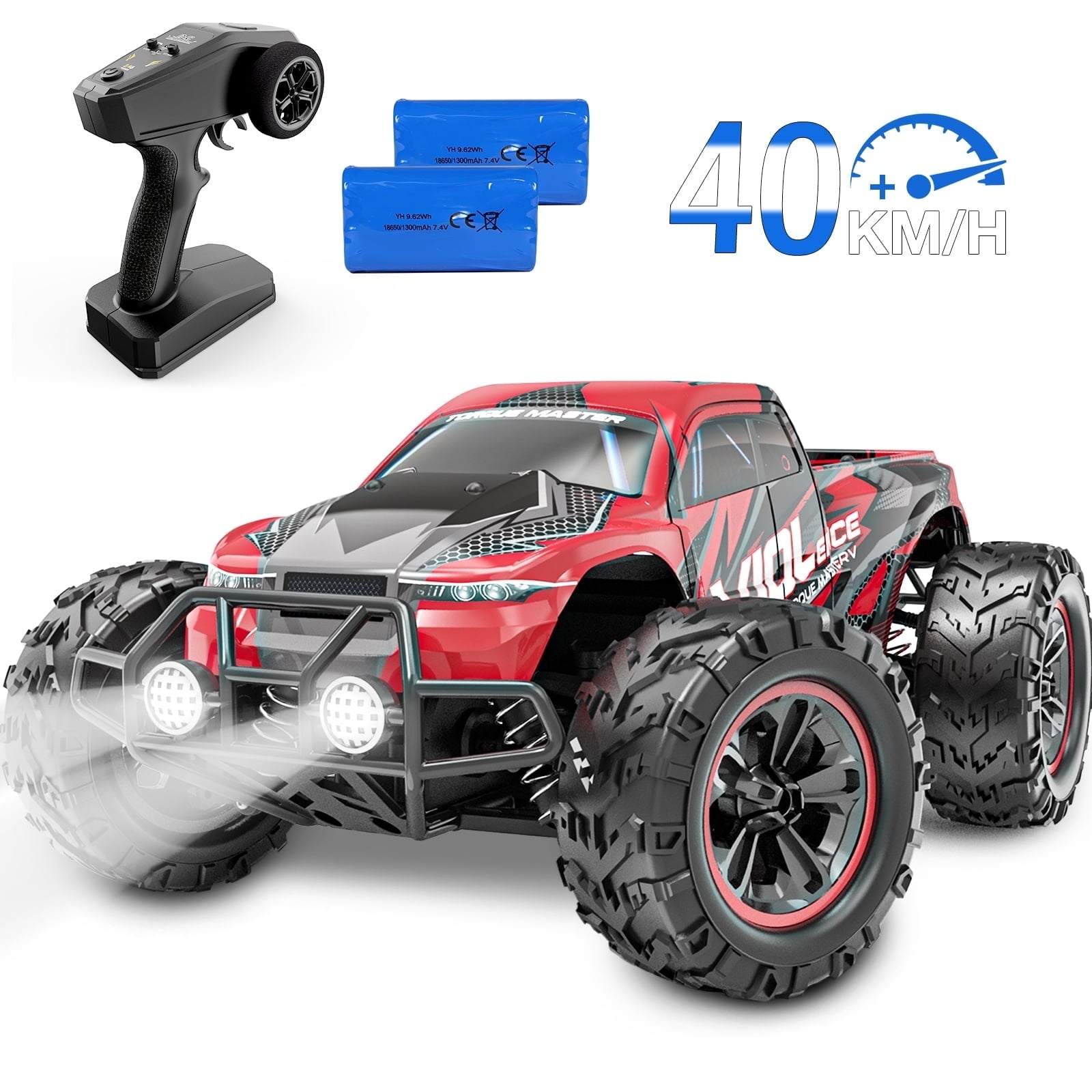 AUOSHI RC Car – 1:16 Remote Control Truck, 30MPH High-Speed 4WD Off-Road Car with 2 Rechargeable Batteries, 60 Min Playtime, LED Lights – Great Gift for Kids & Adults