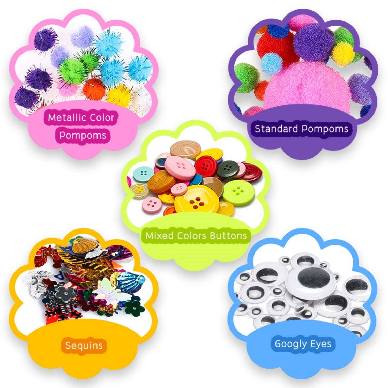 800Pcs DIY Art Craft Kit for Kids Creative Pompoms Pipe Cleaners Feathers Wiggle Googly Eyes Sequins Buttons Colorful Wooden Sticks Colorful Construction Paper School Projects Party Supplies