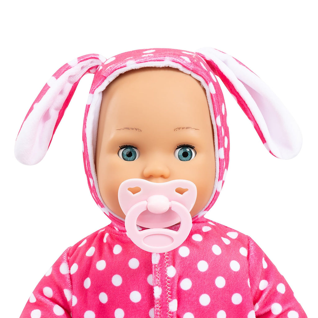 Anna First Words 15" Baby Doll in Bunny Pink & White Polka Dot Onesie