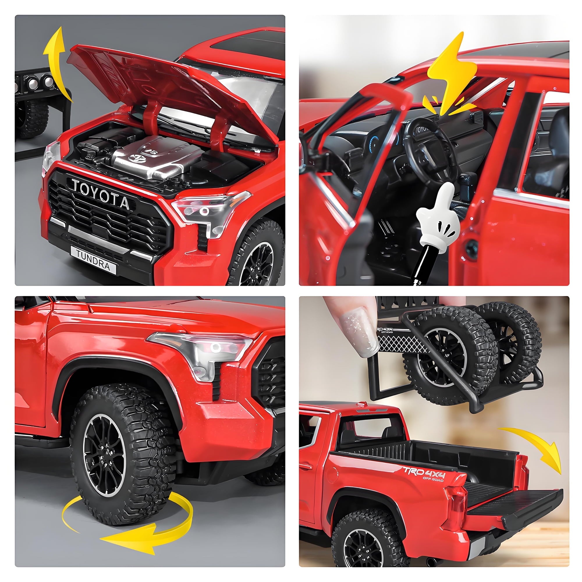 Anmyjuly 1/24 Scale Pickup Truck Toy Car Metal Die-Casting Model,Suitable for Boys as a Gift,Red