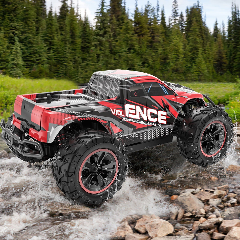 AUOSHI RC Car – 1:16 Remote Control Truck, 30MPH High-Speed 4WD Off-Road Car with 2 Rechargeable Batteries, 60 Min Playtime, LED Lights – Great Gift for Kids & Adults