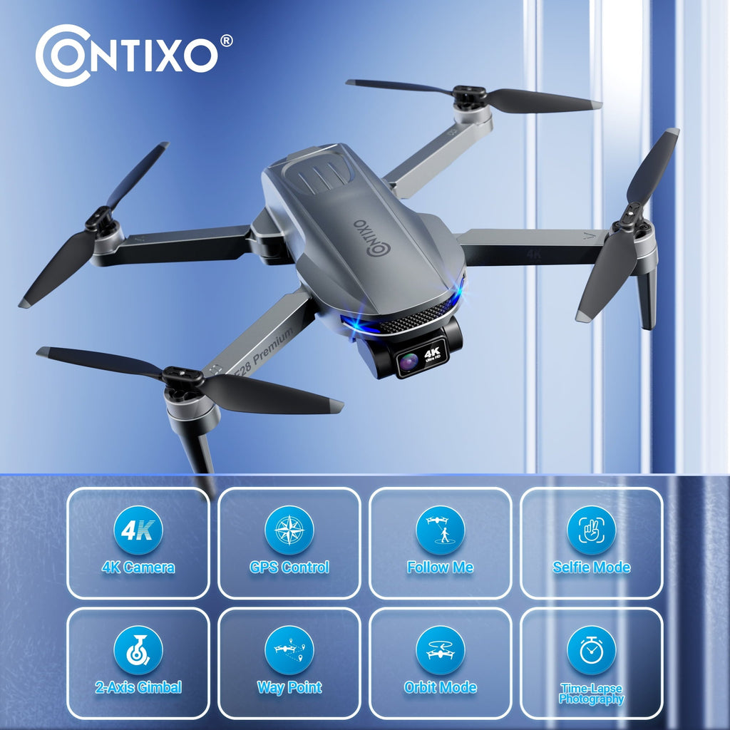 Contixo F28 Stratus Max 4K Drone, 2-Axis Gimbal with EIS, 3280ft Range, 26 Min Flight, GPS, Auto-Return, Case