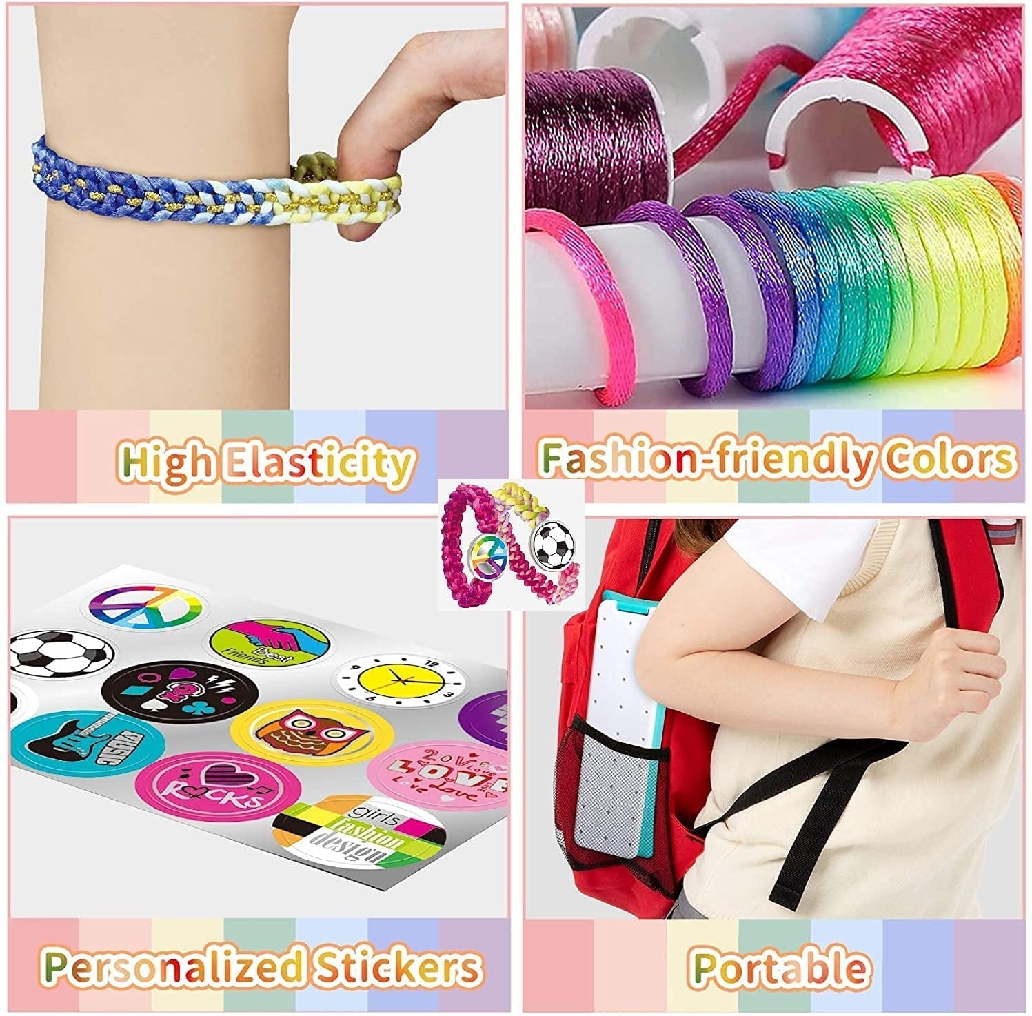 CandWuom Friendship Bracelets Making Kit for Girls, DIY Craft Kit Toys for Girls 8-12 Years Old Kids Favored Birthday School Gifts