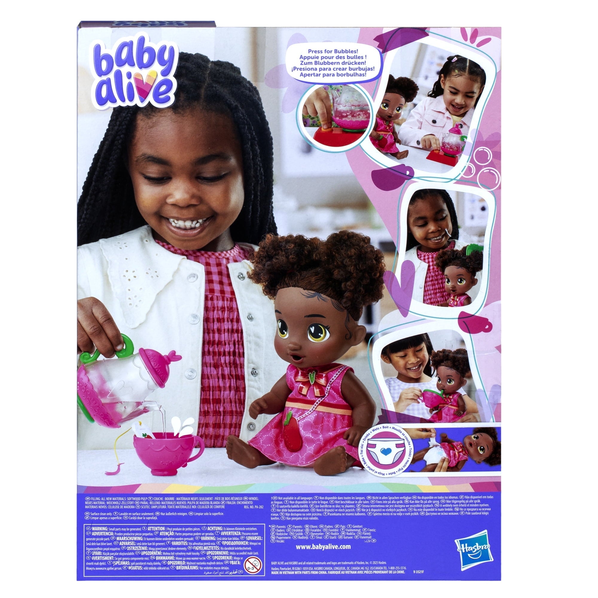 Baby Alive Bubbly Tea Party Berry Boo, Black Hair Baby Doll, Holiday Gifts for Girls & Boys 3 and up