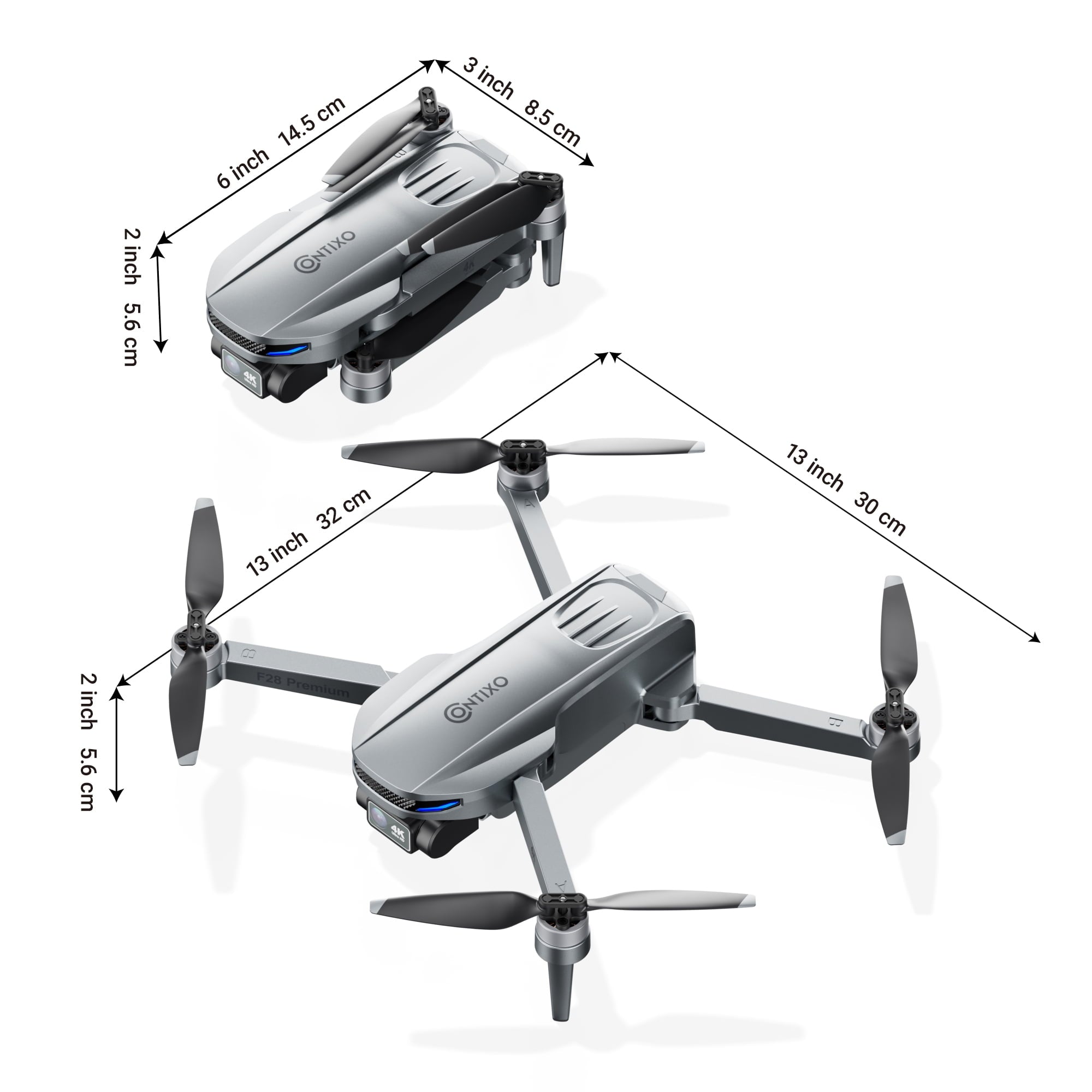 Contixo F28 Stratus Max 4K Drone, 2-Axis Gimbal with EIS, 3280ft Range, 26 Min Flight, GPS, Auto-Return, Case