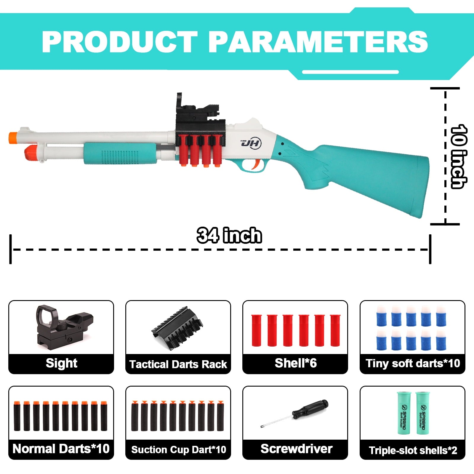 BIU BLASTER Foam Dart Blasters 30-inch Shell Ejecting Design for Indoor and Outdoor Play, 14+ Years, Gold