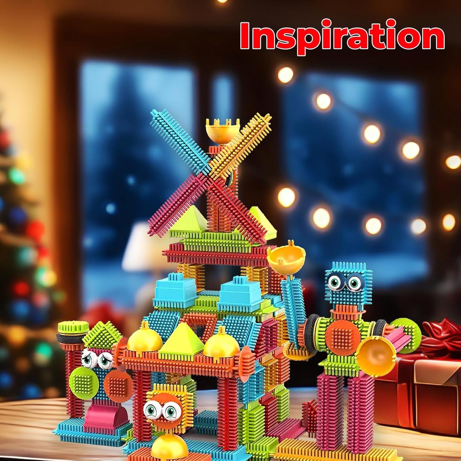 Contixo STEM Bristle Building Blocks for Toddlers & Kids Ages 3-8, Educational & Sensory Toy Building Set, 144 pcs - Rainbow Colors