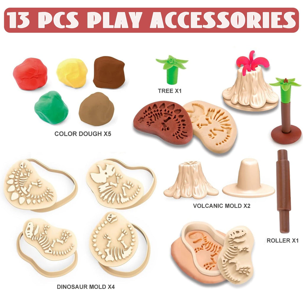 39 Pcs Play Dough Pack, Dinosaur Color Dough Toys, Playdough Pack Sets Clay Toys for Girls Boys 3-6 Years