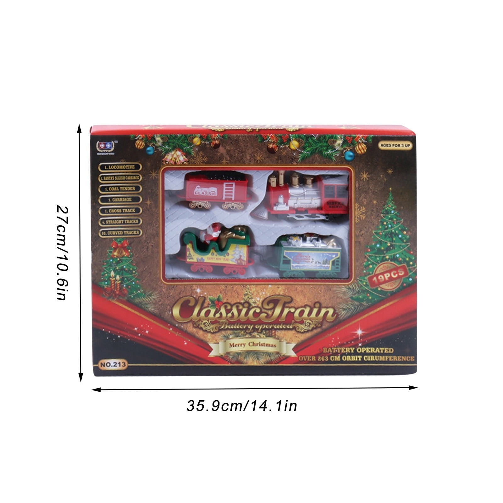 Chmadoxn Christmas Train Set Railway Tracks Sets Battery Operated Locomotive Engine and 8.5 Ft Tracks Playset for Under The Tree Electronic Toys Gift for Kids