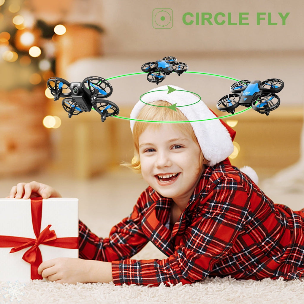 4DRC V8 Mini Drone, Suitable for Children and Beginners, 3 Batteries and Storage Bag， Height Hold, Headless Mode, 3D Flip and Auto Hover, Blue