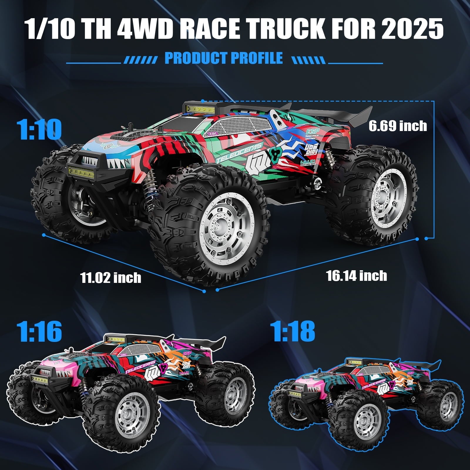 AUOSHI 2025 Professional Racing RC Cars for Adults with ESP Brushed Motor, 70+KM/H(45MPH) Top Speed,4X4 Hobby Off-Road,1:10 Remote Control CarT with Oil Filled Shocks