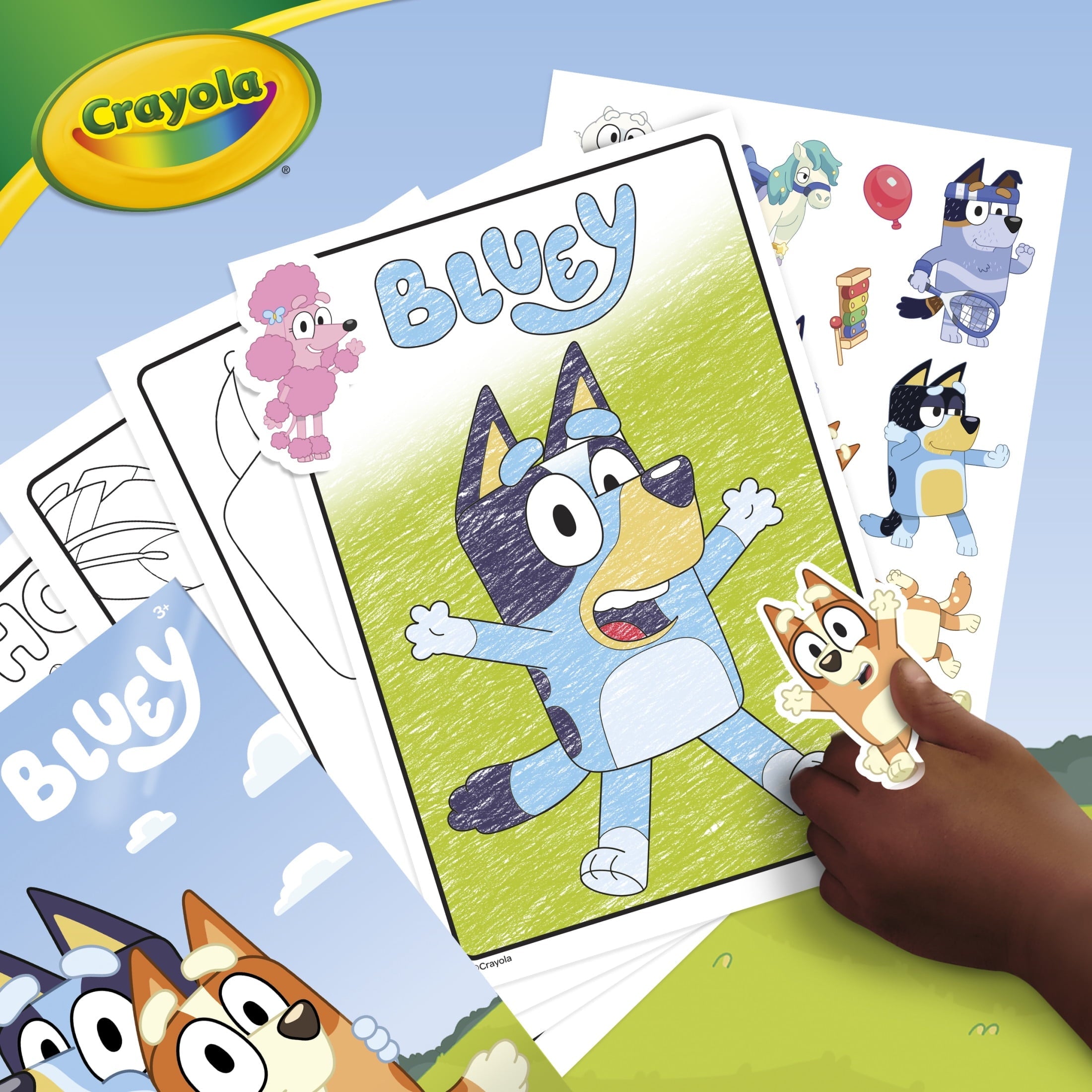 Crayola Bluey Coloring Book with Sticker Sheet, 96 Pgs, Arts and Crafts, Travel Activity, Bluey Gift for Toddlers, Ages 3+