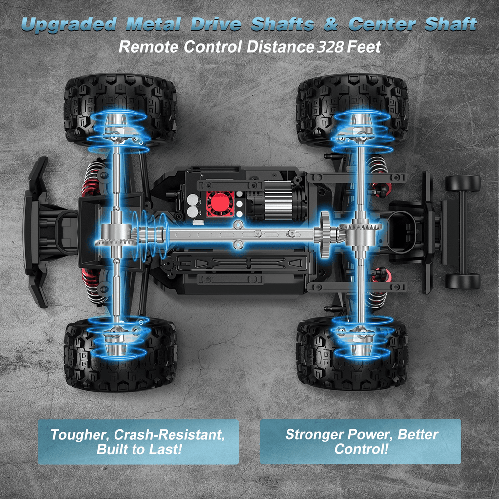 AUOSHI 1:14 Fast RC Toy Car,40+MPH Remote Control Off-Road Truck with Full Metal Drivetrain, 4WD All-Terrain, 2 Batteries, 70 Min Runtime, LED Lights, Waterproof – Great Gift for Kids, Teens & Adults